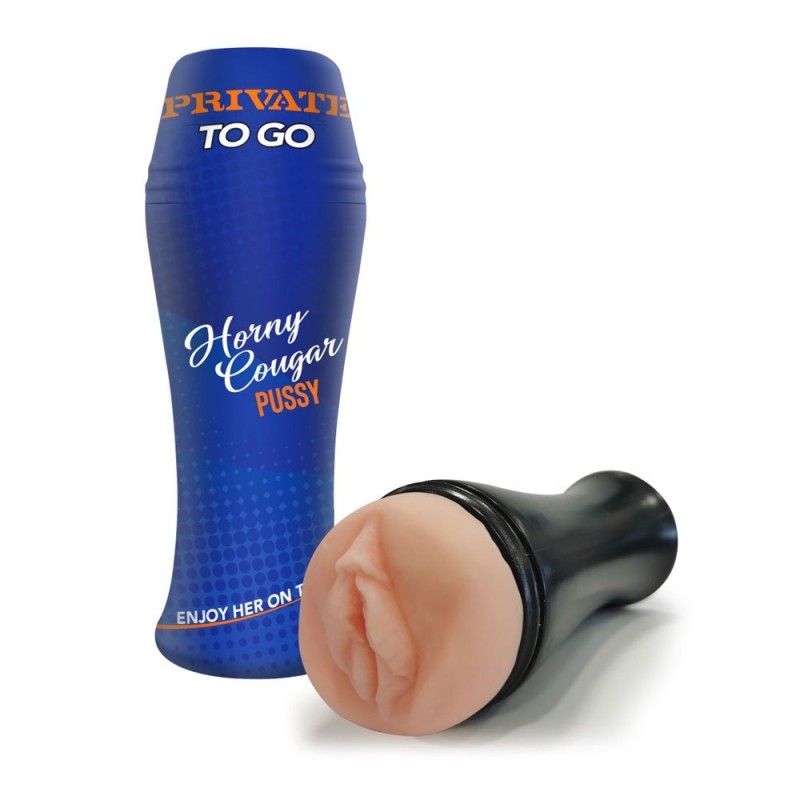 Masturbador amb forma de vagina HORNY COUGAR en pell real de color pell clara