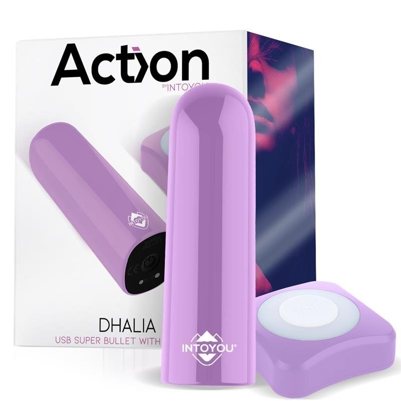 Mini Vibrador Bullet amb Control Remot Sense Fil DHALIA 7,7 x 2,8 cm Lila