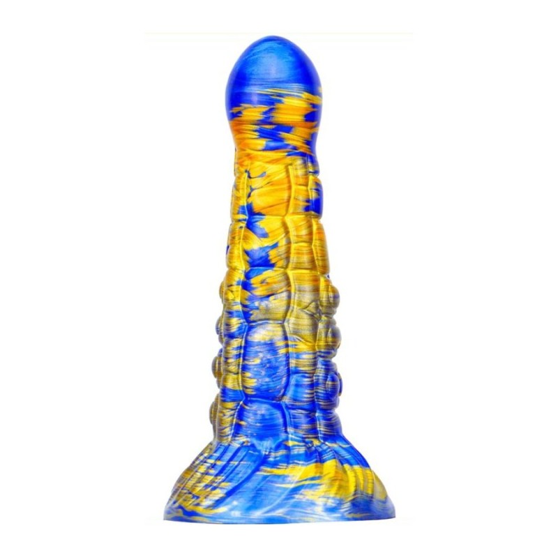 Dildo de silicona NINJA FANTASY blau i daurat de 21 x 5,2 cm