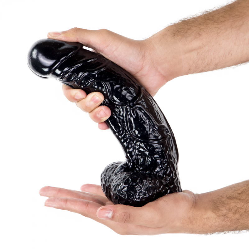 Dildo realista gegant amb accessoris Vac-U-Lock VENÓS Negre 26 x 6,5 cm