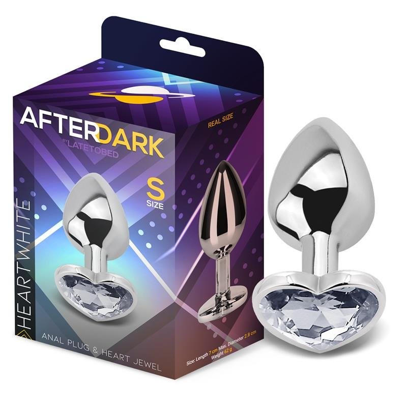 Tap de metall anal amb gemma de cor blanca COR BLANC S 7 x 2,8 cm Plata