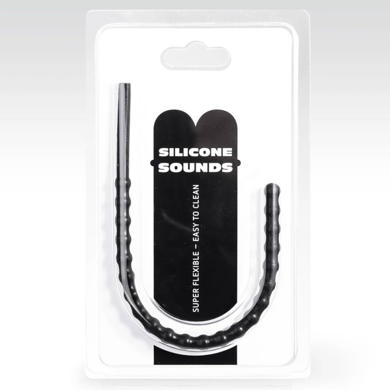 Sonda uretral flexible de silicona amb nervis estimulants SU06 24 x 1 cm negra