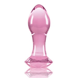 Plug anal de vidre amb joia CRYSTAL GEM Fet a mà 9 x 3,2 cm amb joia rosa