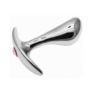 Tap de cul portàtil en metall PBGS M amb gemma rosa 9 x 3 cm plata