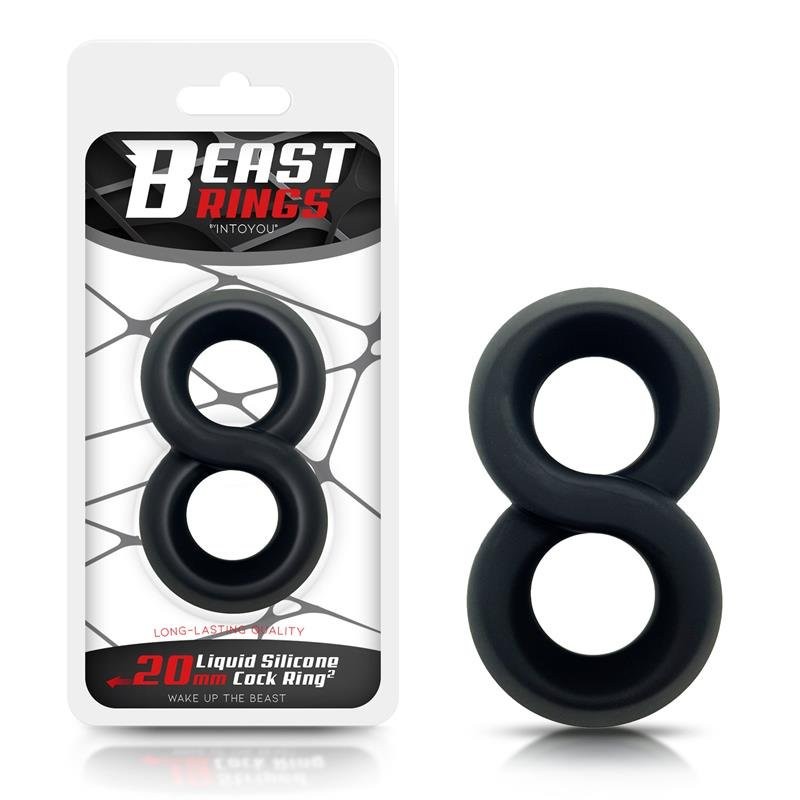 Doppelter Silikon-Penisring 2 cm Beast Rings Schwarz