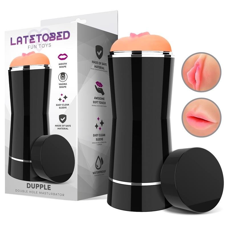 Doppel-Masturbator in Form einer Vagina und eines Mundes DUPPLE 20 x 8 cm Hellhäutig
