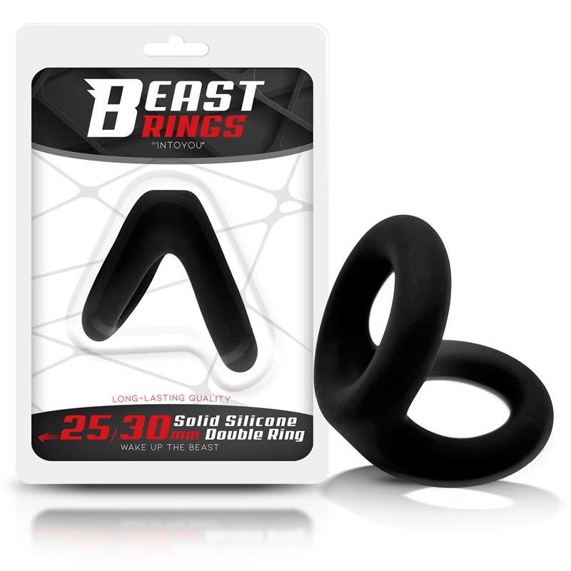 Doppelter Silikon-Penisring 3 und 2,5 cm Beast Ringe Schwarz