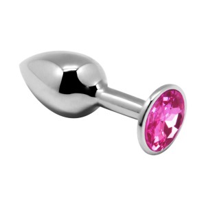 Metall Analplug mit rosa Edelstein MINI METAL L 9 x 4,1 cm Silber