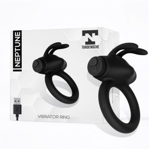 Vibrationsring aus Silikon NEPTUNE wiederaufladbar Schwarz