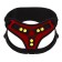 Verstellbares Strap-On-Geschirr aus veganem Leder mit hohem Rückenband und 2 austauschbaren Ringen DELUXE Rot