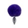 Metall-Analplug mit lila Pompon FLUFFY TWIST S 7 x 2,8 cm Silber