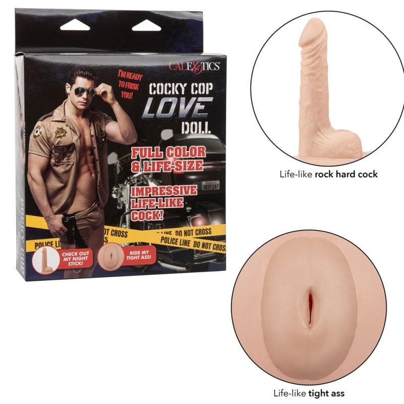 Inflatable COCKY COP Doll with Realistic Dildo 18 x 4 cm Light Skin