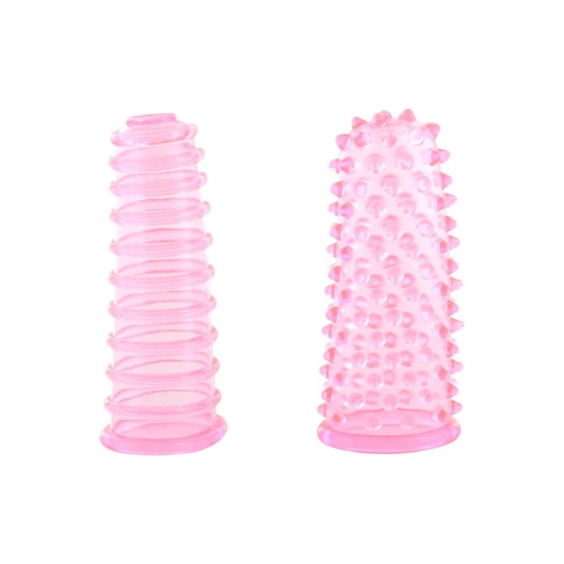 Set of 2 Stimulating Finger Sheaths LUSTFINGERS 8.2 x 3 cm Pink