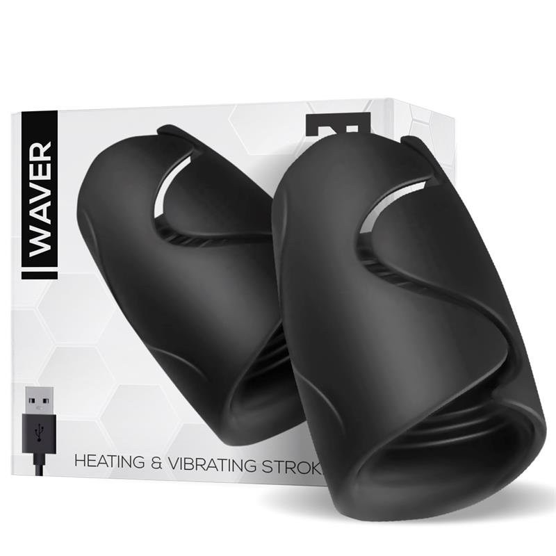 Silicone Vibrator for Penis WAVER Warming effect Rechargeable Black  