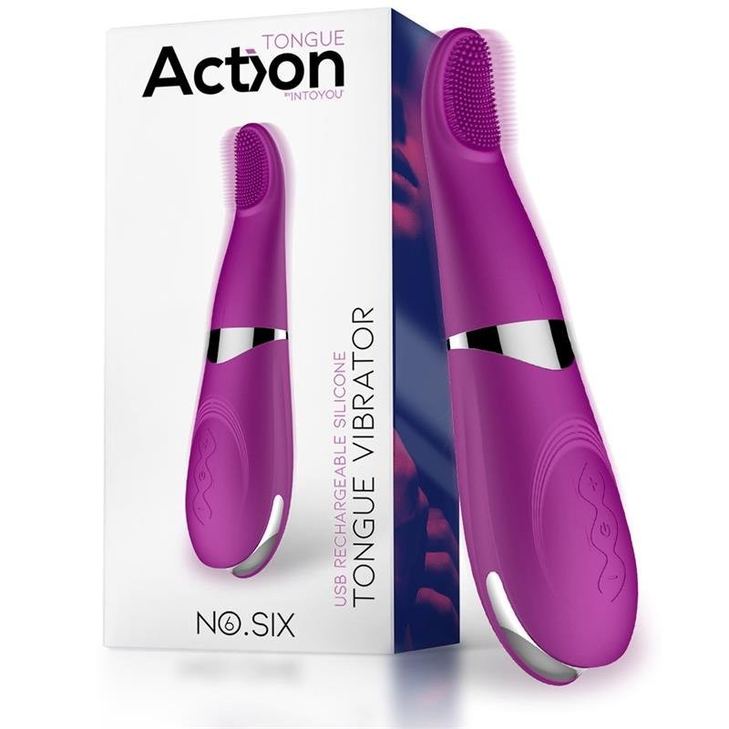 Silicone Vibrating Tongue for Clitoris and G-spot NO. SIX 19.3 x 4.8 cm Purple Rechargeable