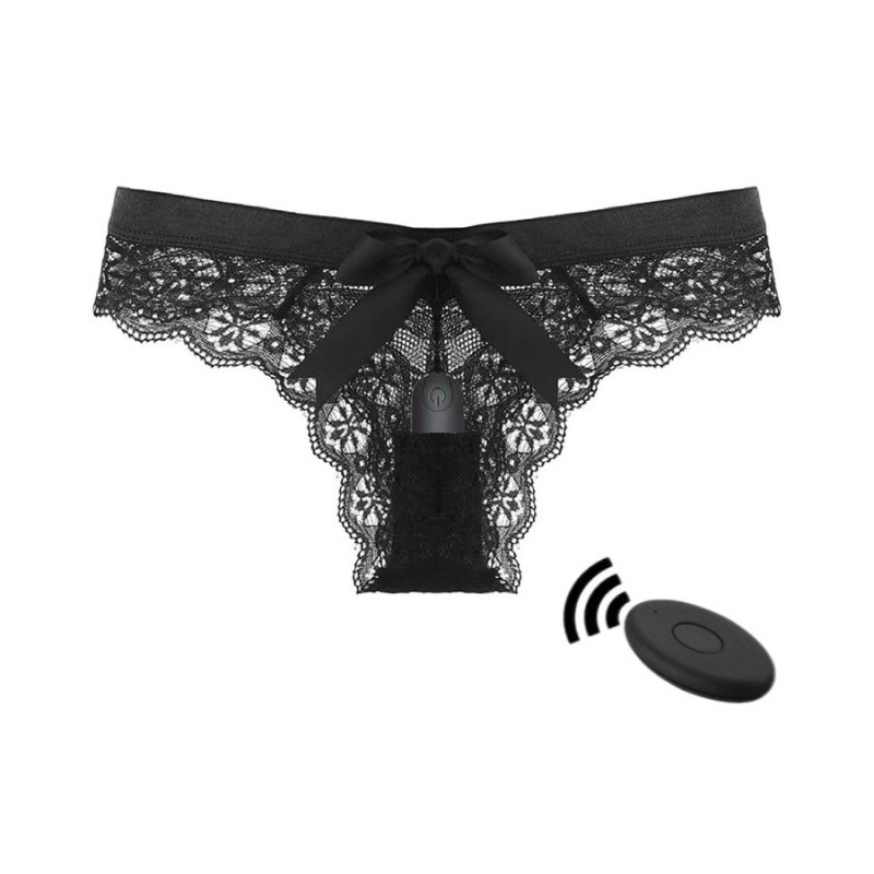 Remote Control Vibrating Bullet Thong BULLETPANTIE Black