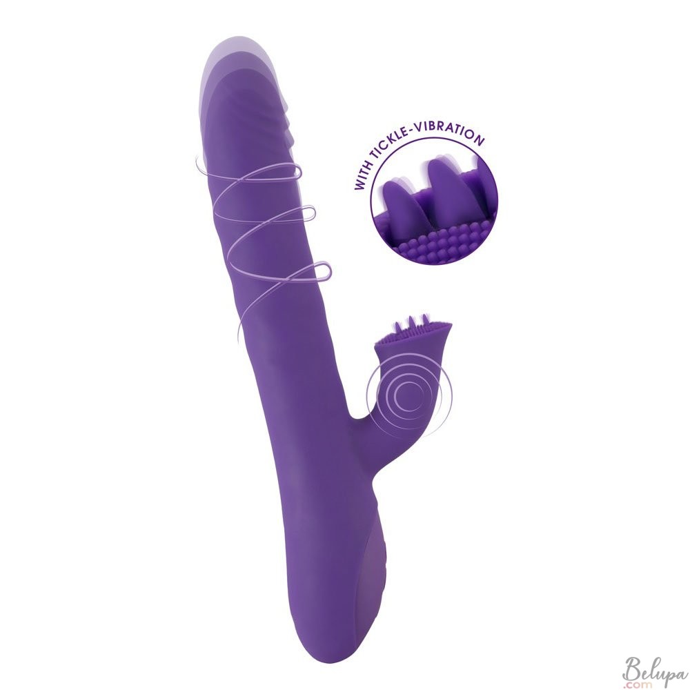 Rabbit Vibrator in Silicone with Rotating, Thrusting and Clitoral Tickling Sweet Smile 24.7 x 3.7 cm Purple Rechargeable
