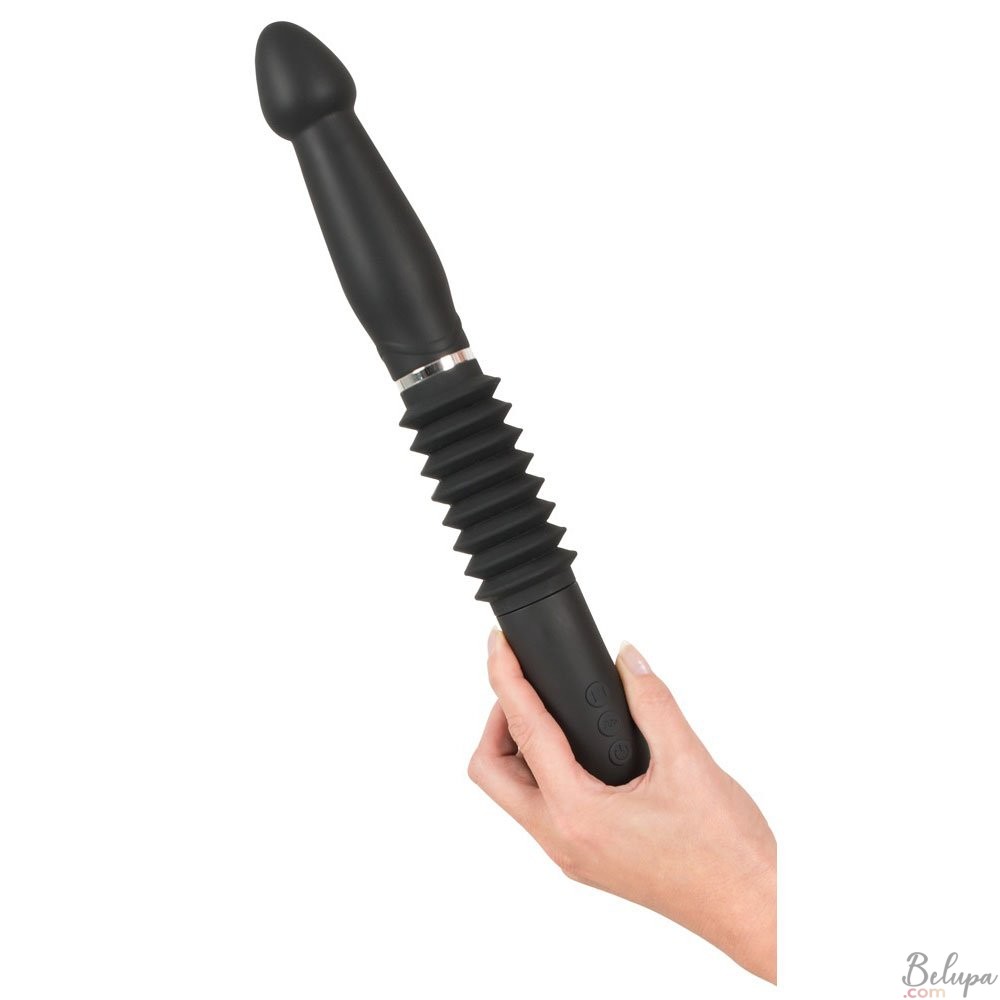 Portable Vibrating Sex Machine in Silicone with Thrust, Wireless Remote Control, and Removable Suction Cup 36 x 4.2 cm Black Rechargeable