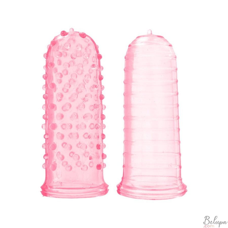 Set of 2 Stimulating Finger Sheaths SEXY FINGER TICKLERS 8.2 x 3 cm Pink
