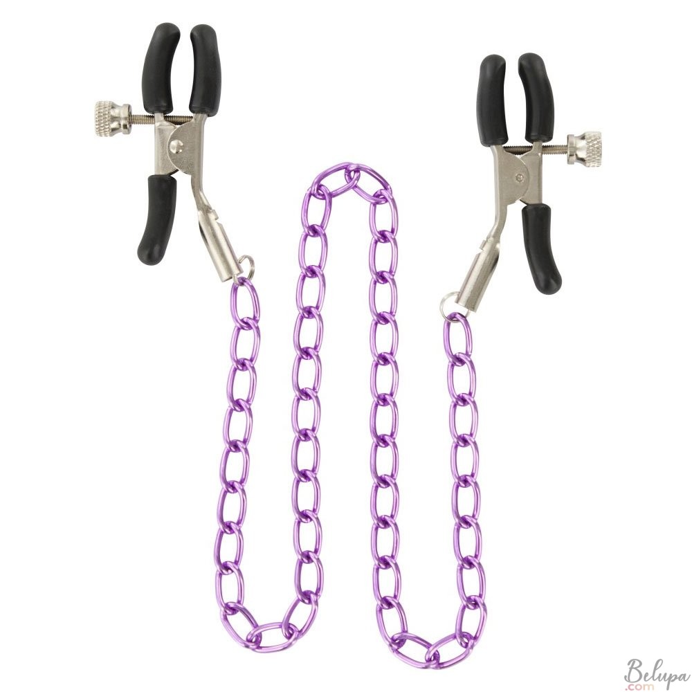 Adjustable Nipple Clamps with Metal Chain ToyJoy Purple