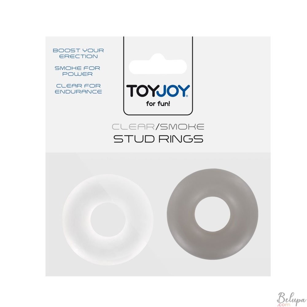 Set of 2 Cockrings STUD RINGS ToyJoy Black and Transparent