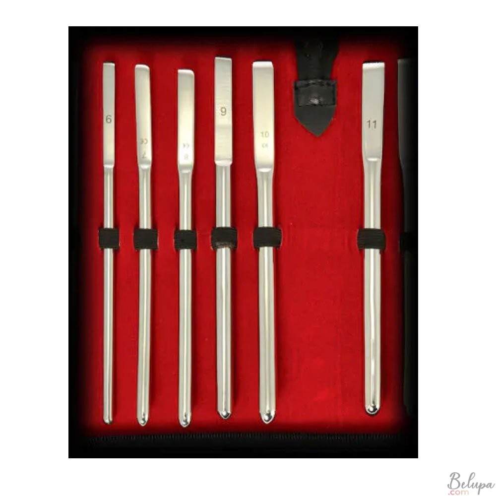 Set of 6 Stainless Steel Urethral Sounds Black Label 6-11 mm Silver