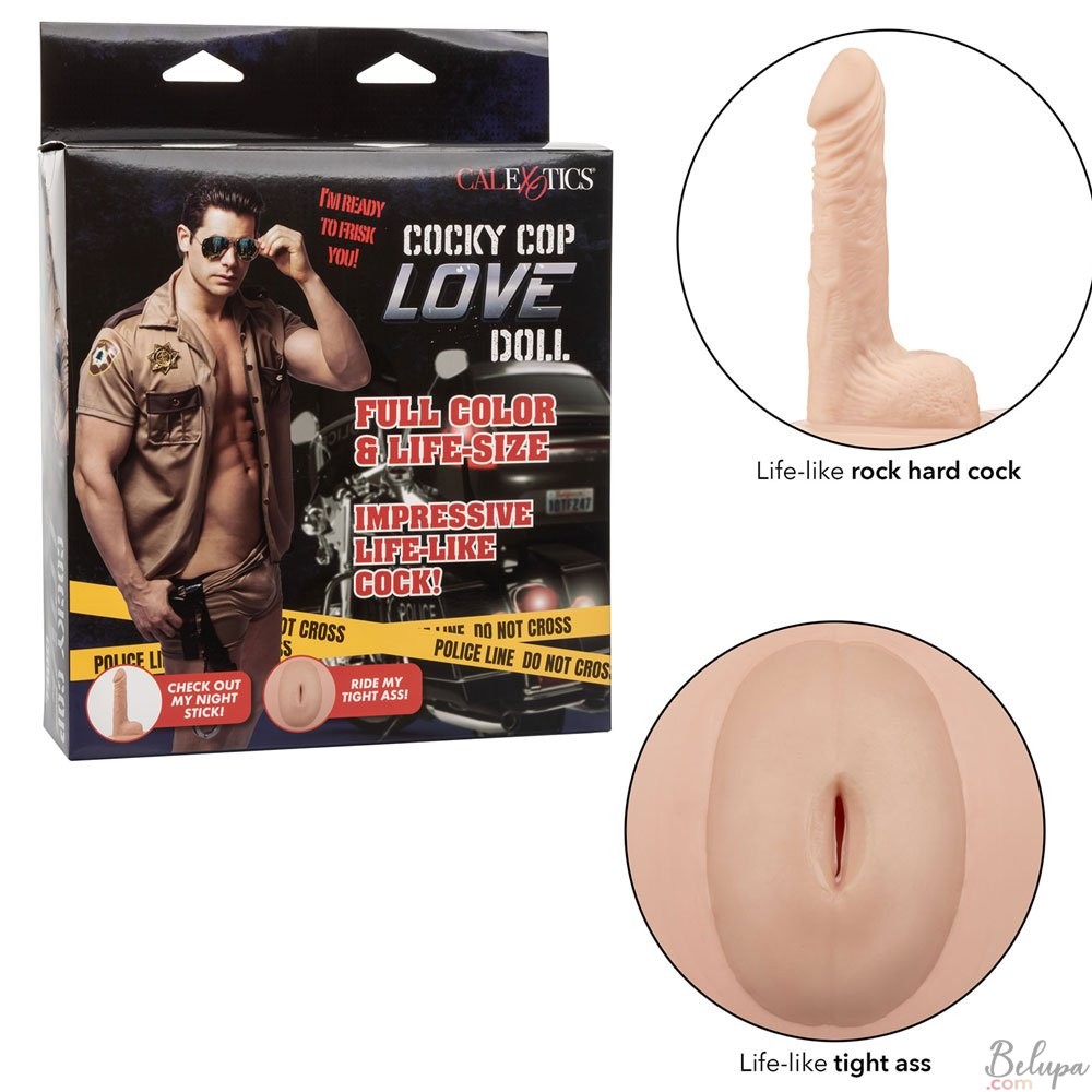 Inflatable COCKY COP Doll with Realistic Dildo 18 x 4 cm Light Skin