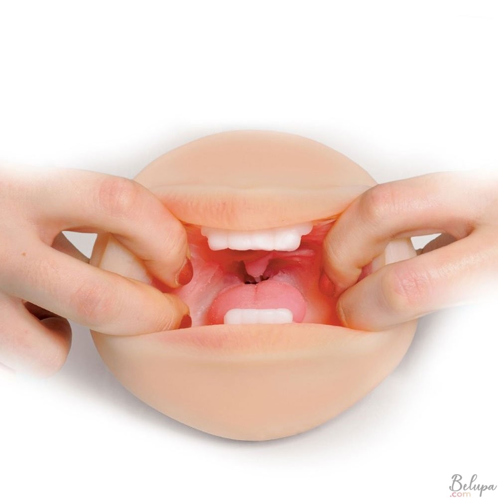 Mouth-shaped Masturbator with Tongue, Uvula, and Teeth (Soft) Fetish Fantasy Light Skin