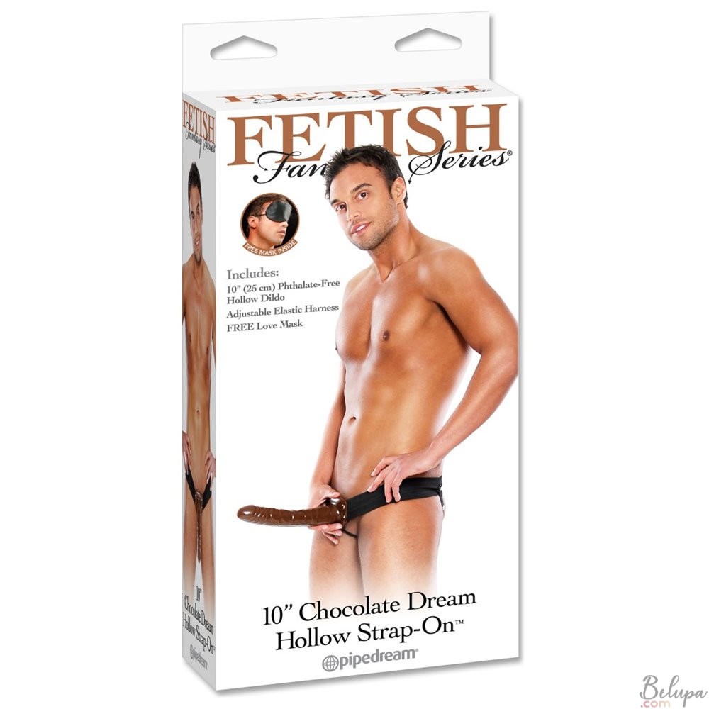 Strap-On with Hollow Dildo Fetish Fantasy 25 x 4 cm Dark Skin