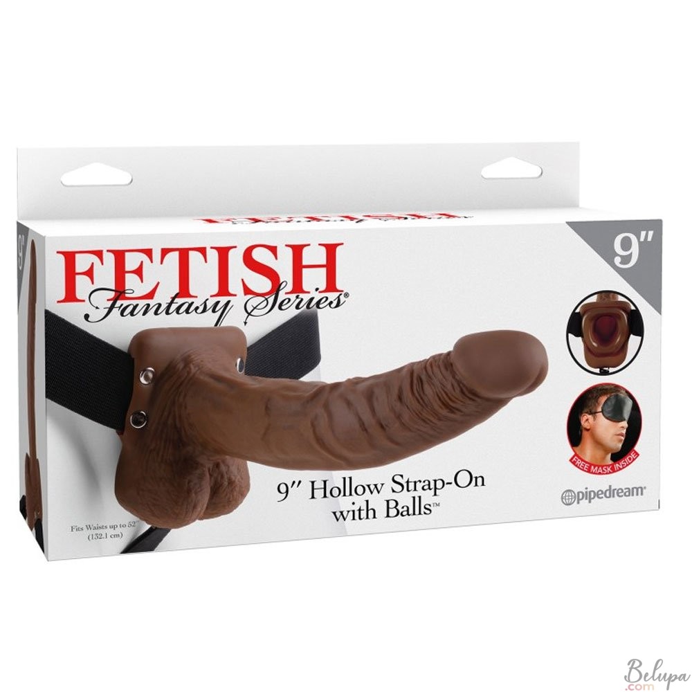 Strap-On with Hollow Dildo Fetish Fantasy 24 x 4.6 cm Dark Skin