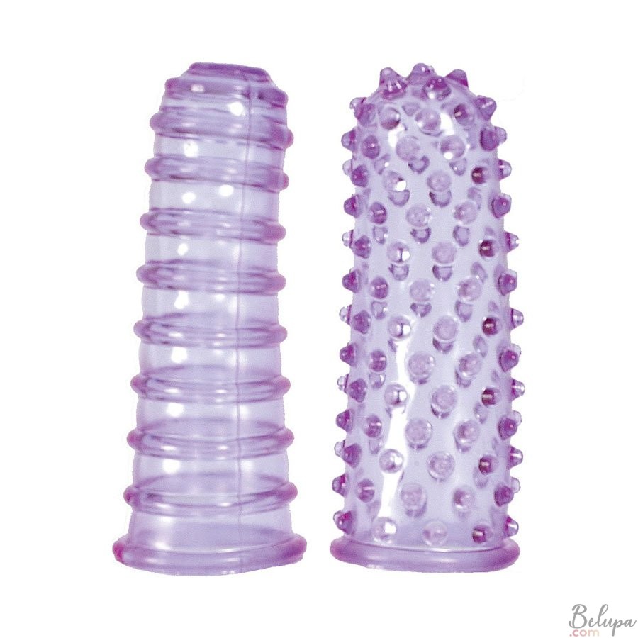 Set of 2 Stimulating Finger Sheaths LUSTFINGERS 8.2 x 3 cm Purple