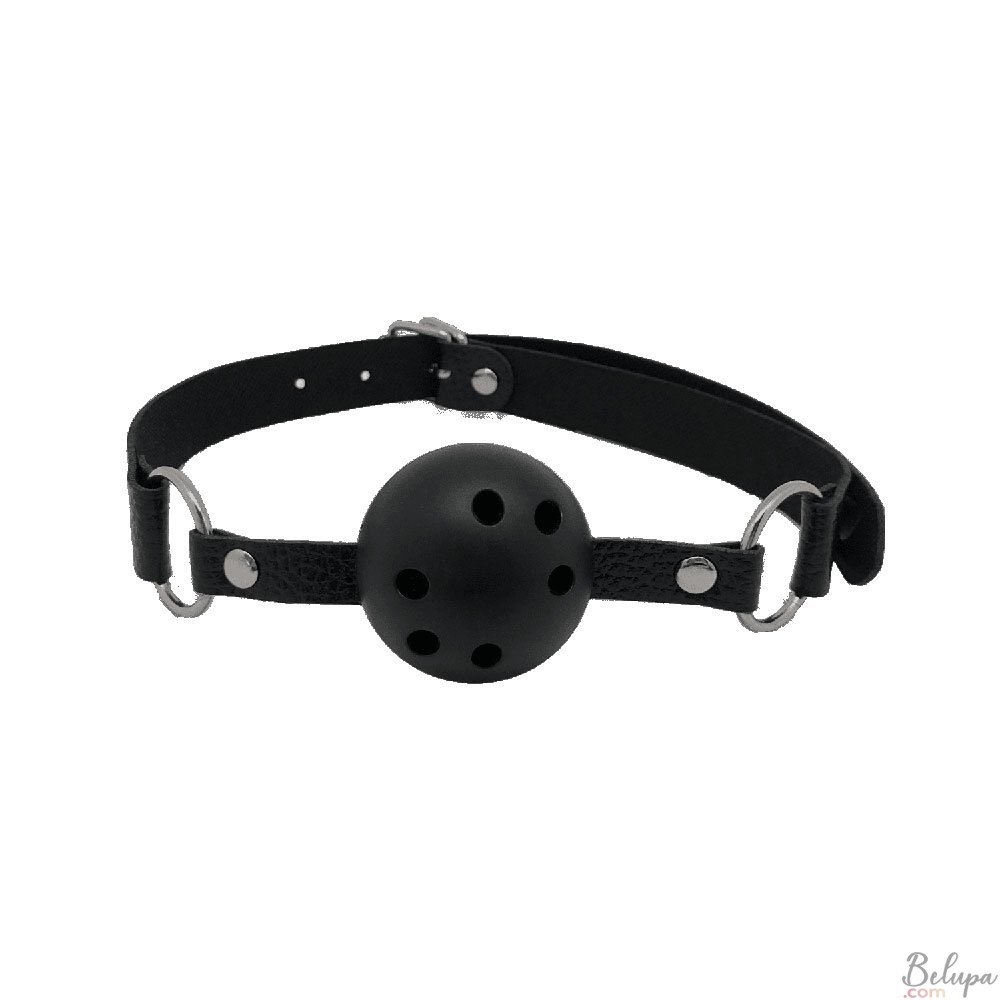 Adjustable Ball Gag with Perforated Ball of 4.3 cm DISCRETION Black