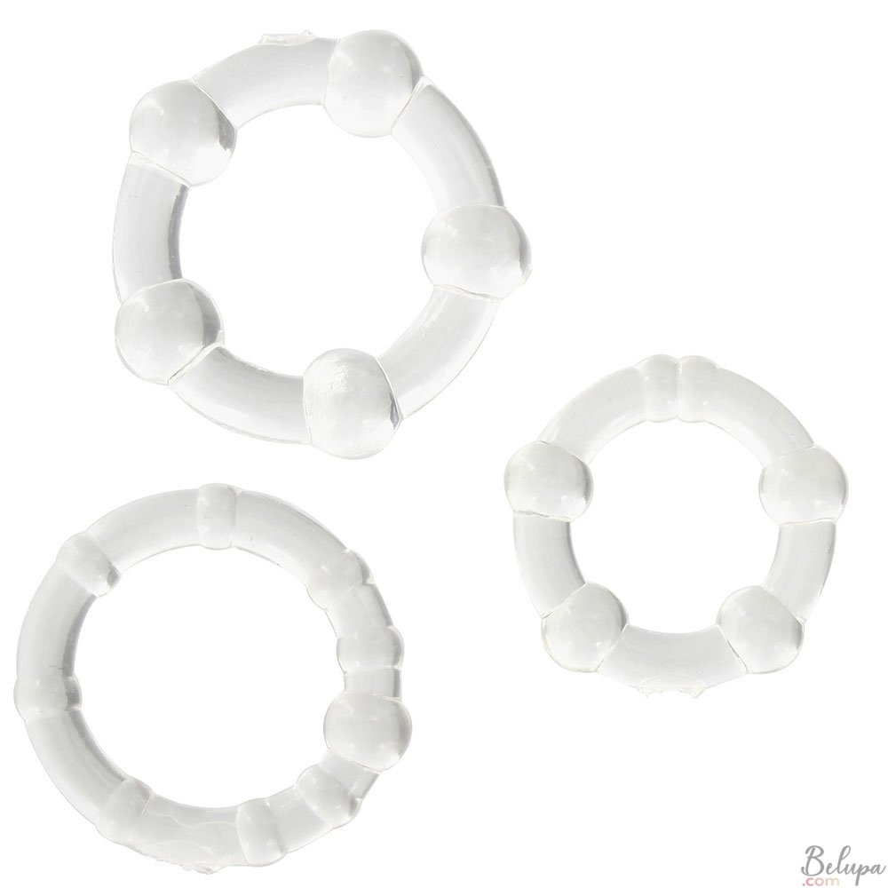 Set of 3 Transparent Silicone Cockrings STAY HARD