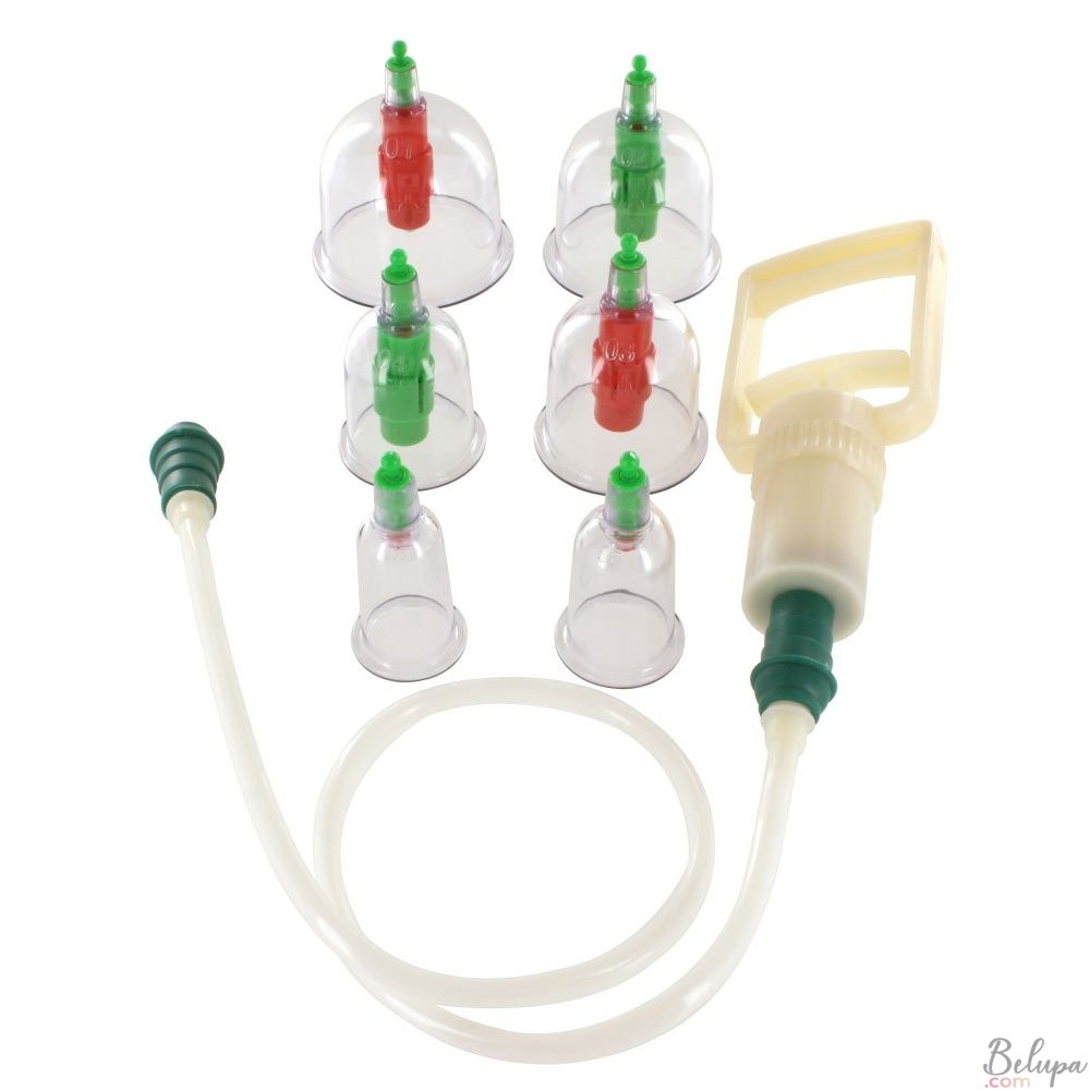 Set of 6 Cups with Pump for Nipples, Clitoris, Penis, and Anus. Transparent.