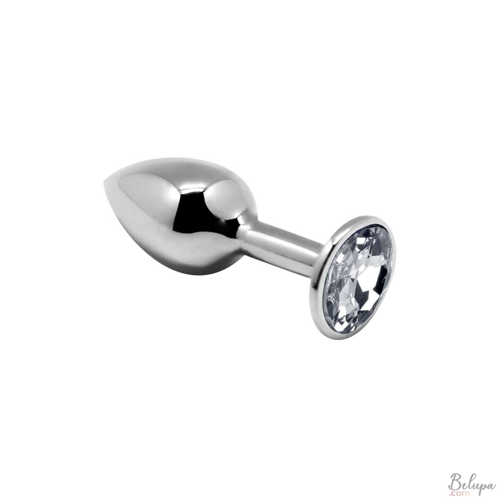 Metal Anal Plug with White Gem MINI METAL S 7 x 2.8 cm Silver