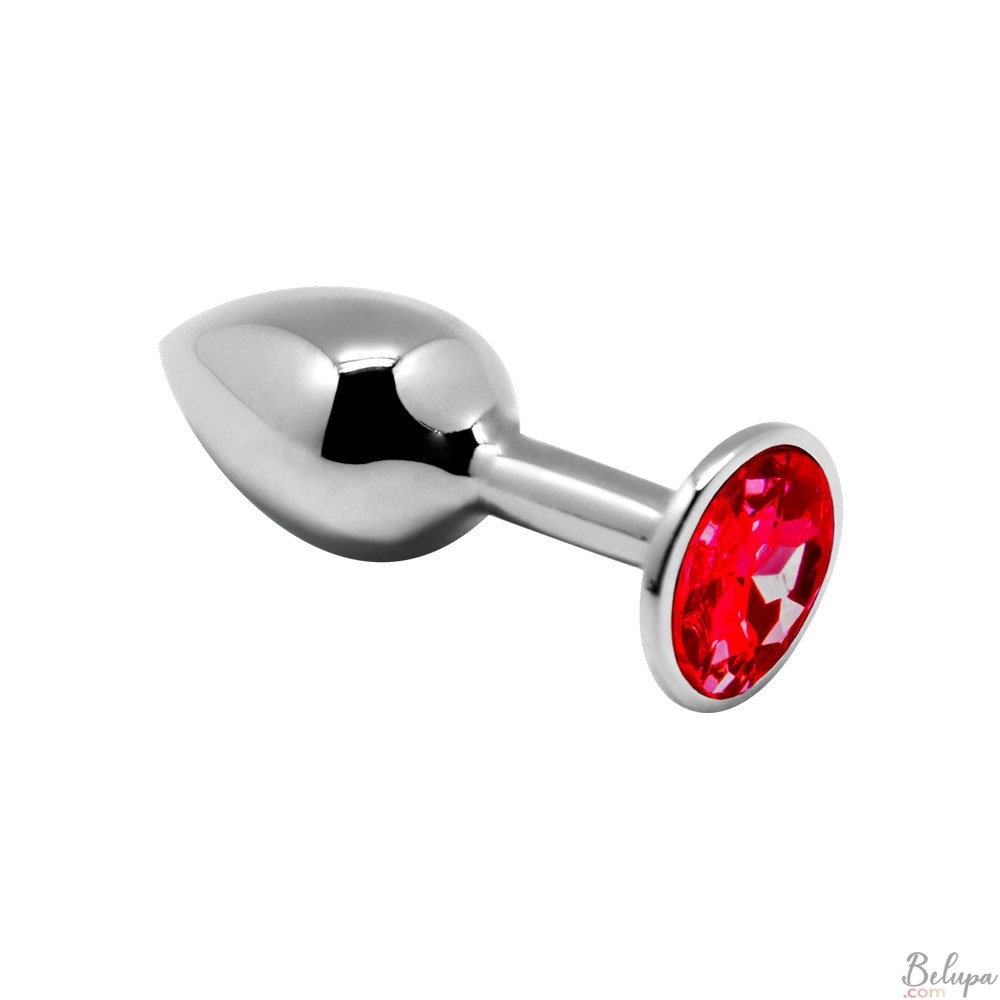 Metal Anal Plug with Red Gem MINI METAL M 8 x 3.4 cm Silver