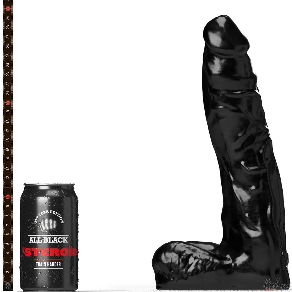 Giant Realistic Dildo THE COACH All Black Steroid 30 x 6.9 cm Black