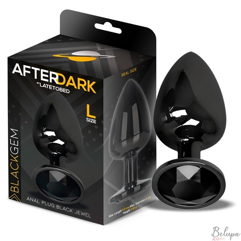 Metal Anal Plug with Black Gem BLACKGEM L 7.5 x 4 cm Black