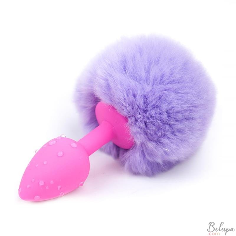 Silicone Anal Plug with Lilac Pompon Afterdark S 7 x 3 cm Pink