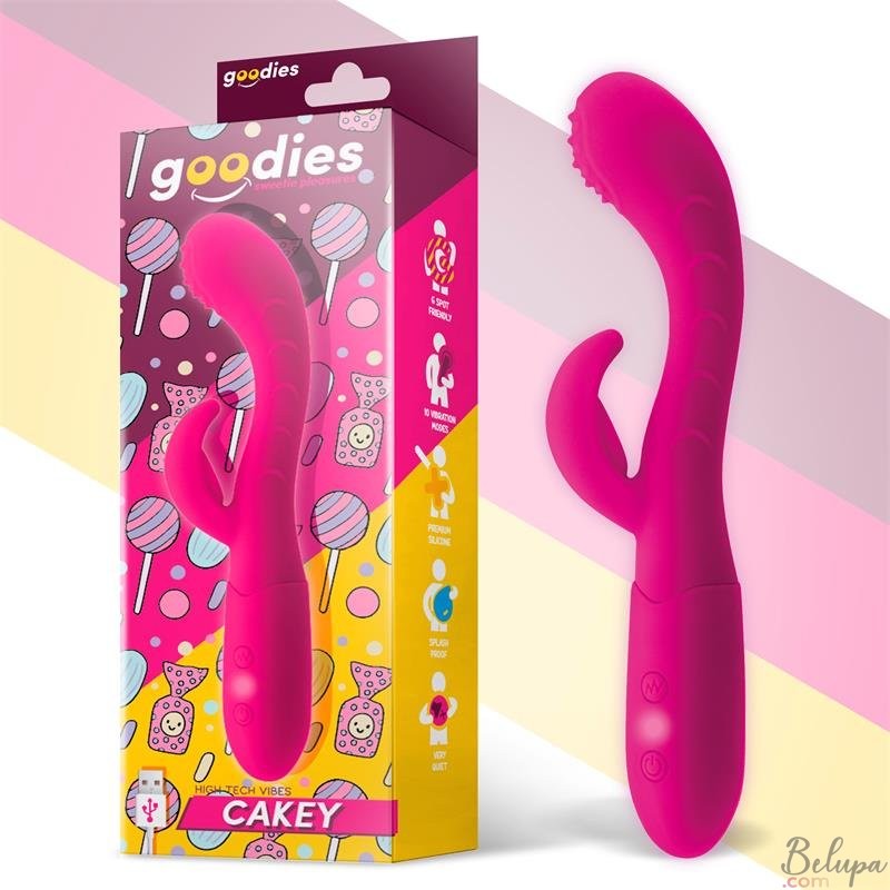 Rabbit Vibrator CAKEY in  Silicone 19.5 x 3.5 cm Pink Rechargeable
