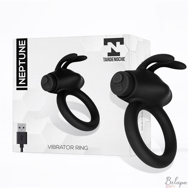 Vibrating Cockring in Silicone NEPTUNE Rechargeable Black
