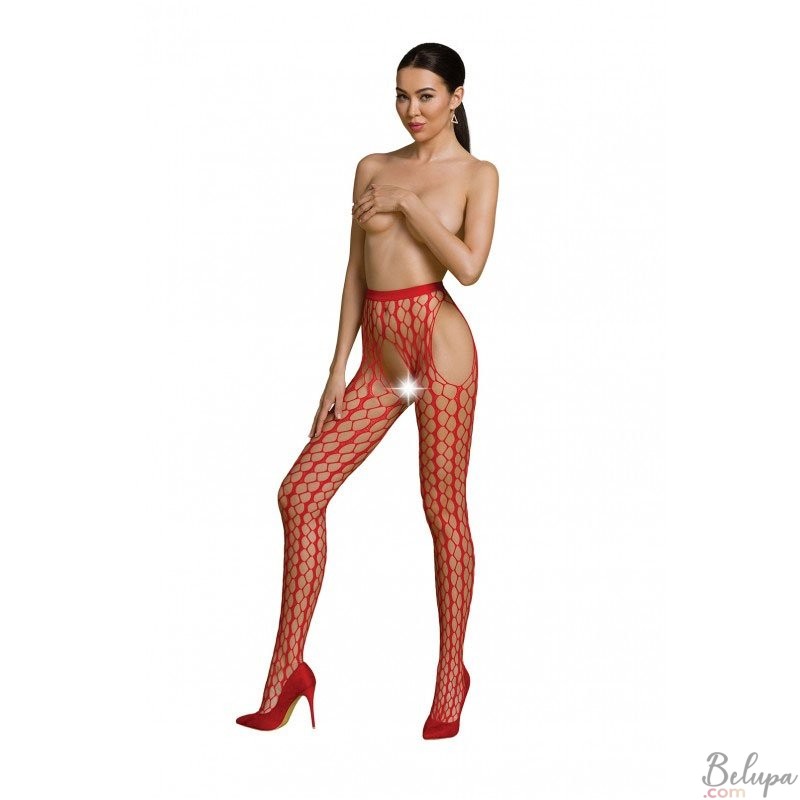Crotchless ECO-friendly Tights in Red - One Size S007