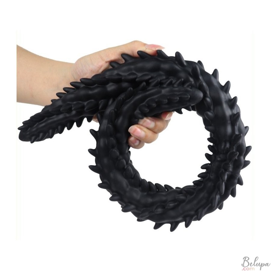 Double Silicone Dildo SCOLOP M Black 50 x 4 cm