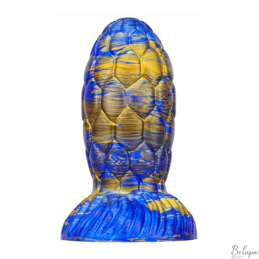 Silicone Dragon Egg Dildo WARNAX Blue and Gold 16 x 7 cm