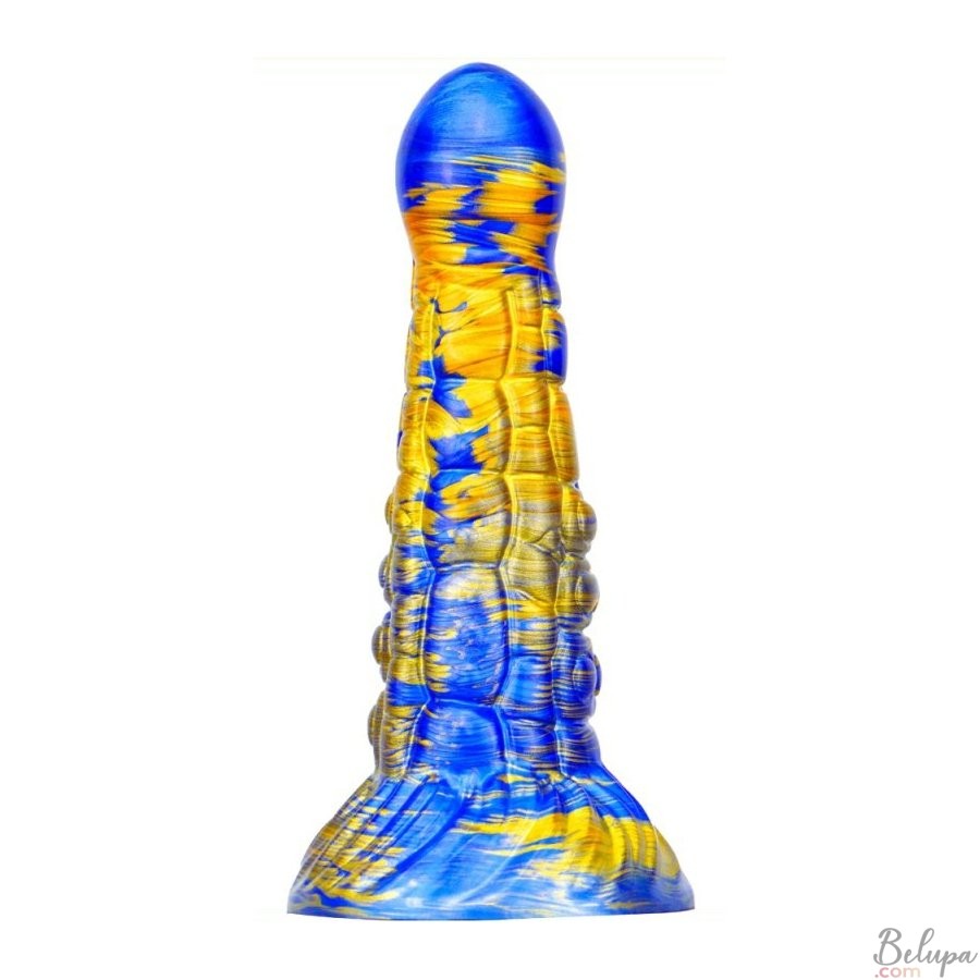 Silicone Dildo NINJA FANTASY Blue and Gold 21 x 5.2 cm