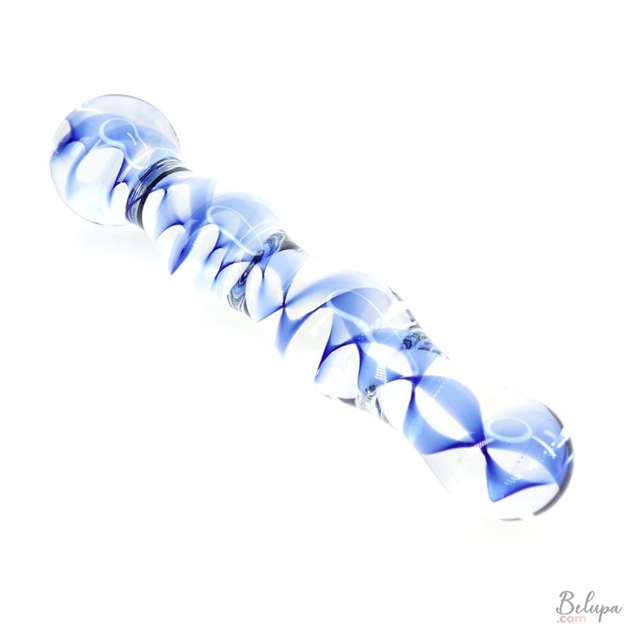 Glass Dildo SCREW BEADS Transparent 17 x 3.5 cm