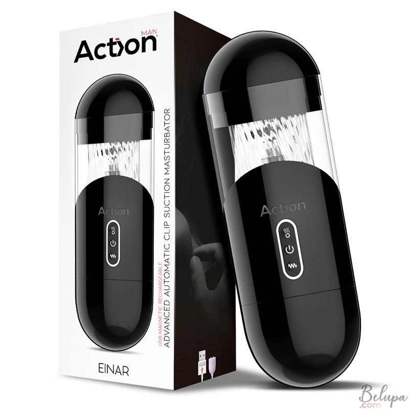 Vibrating Masturbator with Suction EINAIR Rechargeable Black