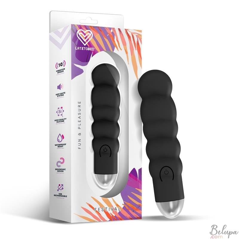 Mini Silicone Vibrator EWON 13.5 x 3.5 cm Black Rechargeable
