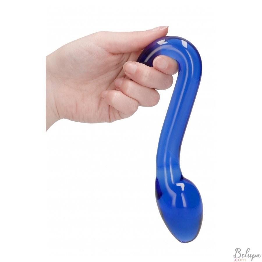 Glass Anal Plug with Tail CHAMP 17 x 4 cm Blue
