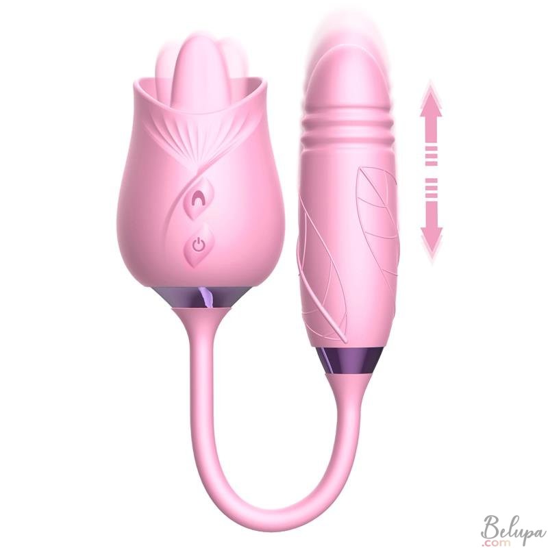 Clitoral Licker and Thrusting Silicone Egg Martinella Pink Rechargeable